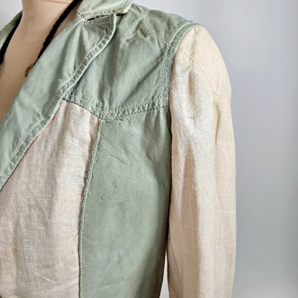 Hettabretz | Archival Goatskin Leather & Linen Paneled Blazer | Made in Italy - Picture 6 of 12